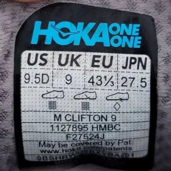 Hoka One One Clifton 9 - Men's running shoes - Size 9.5D - Picture 11 of 11